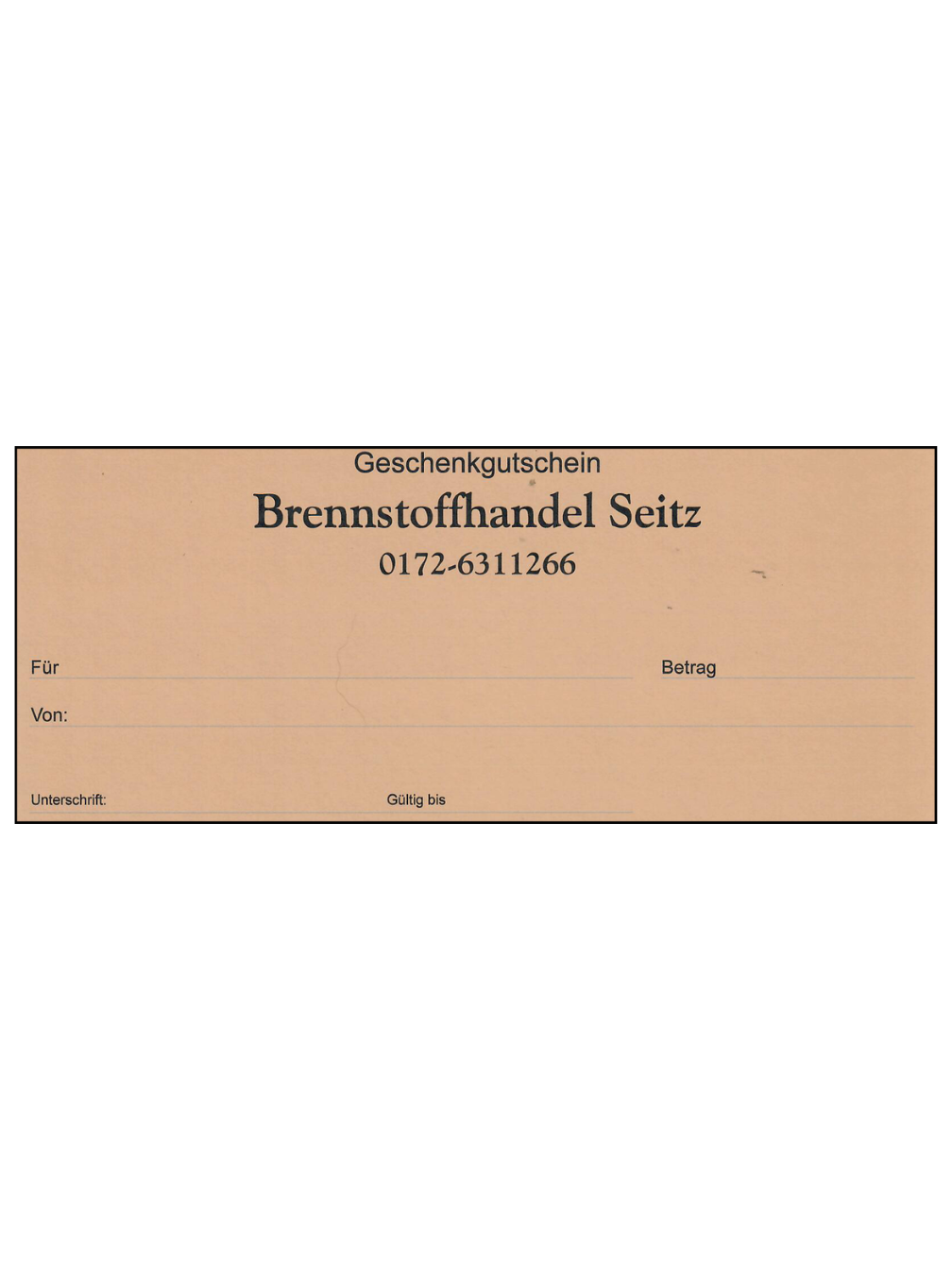 Seitz Brennstoffhandel-Geschenkgutschein