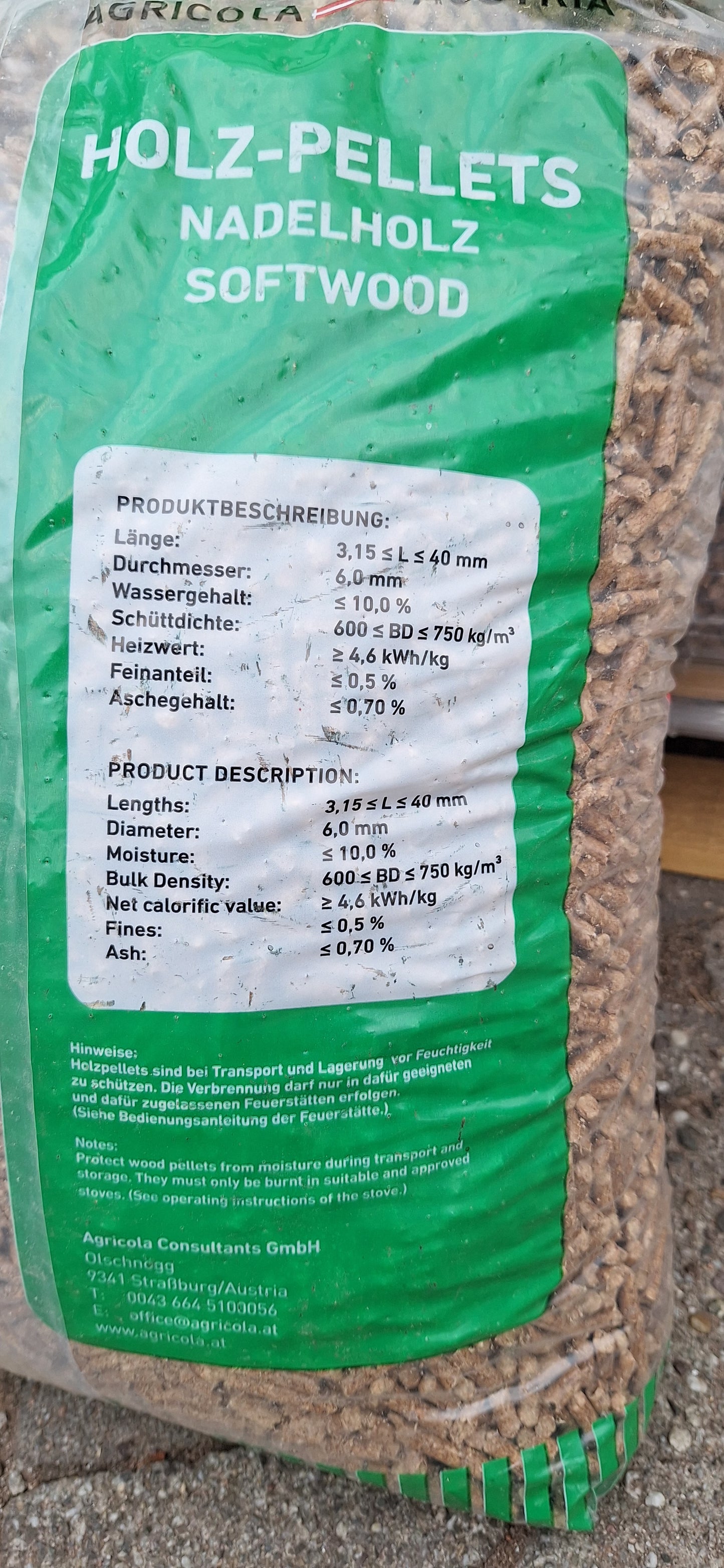 Pellets Agricola Green EnPlus A1 70Sack/1050 Kg